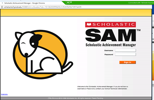 SAM login screen 
